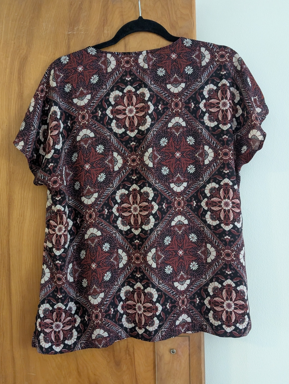 Maurices Black & Brown Floral Medallion Short-Sleeve Button Down Top - Picture 3 of 10